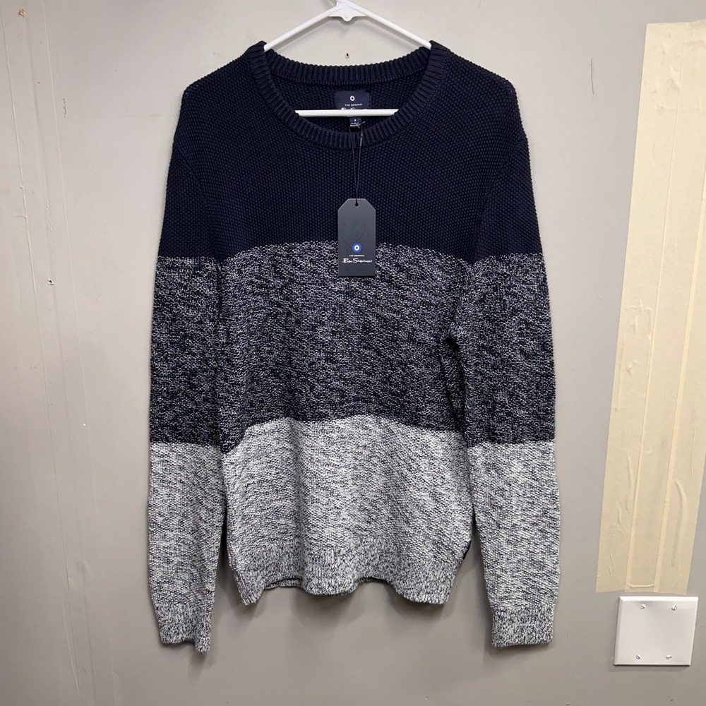 MSRP $109 Ben Sherman Men's Sz S Navy Blazer Knit Crew Neck Sweater